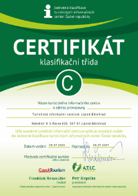 Certifikát třídy C jednotné klasifikace turistických informačních center ČR